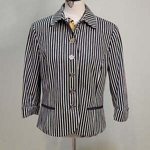 CHAPS blue & white striped blazer jacket. 100% cotton.  Size is XL.